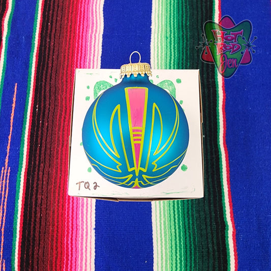 Hand pinstriped/painted glass ornament by Hot Rod Jen