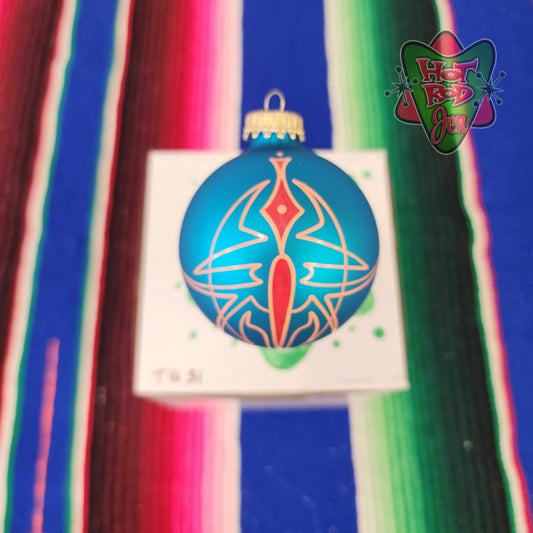Hand pinstriped/painted glass ornament by Hot Rod Jen