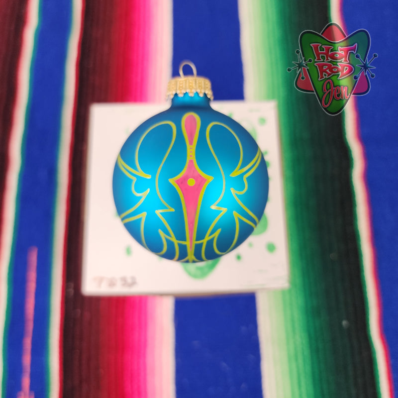 Hand pinstriped/painted glass ornament by Hot Rod Jen