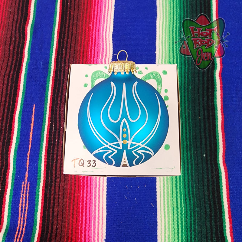 Hand pinstriped/painted glass ornament by Hot Rod Jen