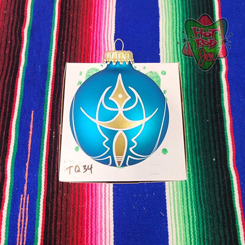 Hand pinstriped/painted glass ornament by Hot Rod Jen