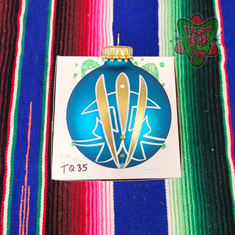 Hand pinstriped/painted glass ornament by Hot Rod Jen