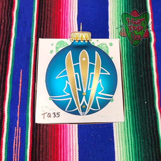 Hand pinstriped/painted glass ornament by Hot Rod Jen