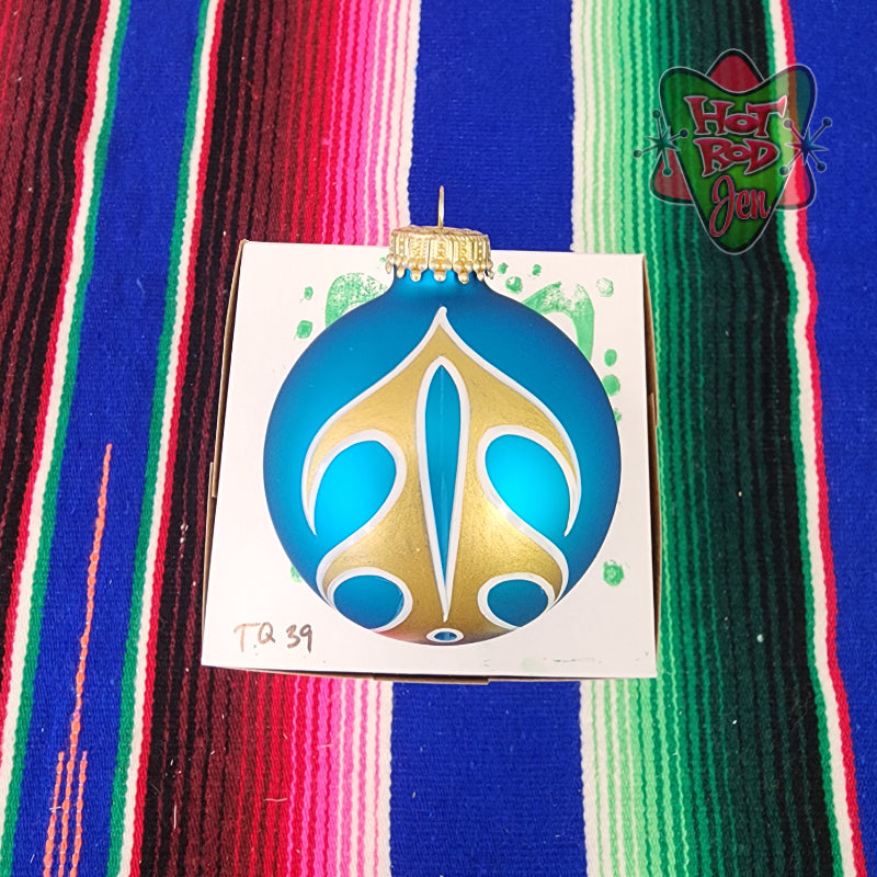 Hand pinstriped/painted glass ornament by Hot Rod Jen