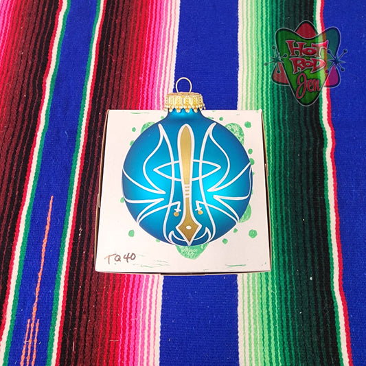 Hand pinstriped/painted glass ornament by Hot Rod Jen