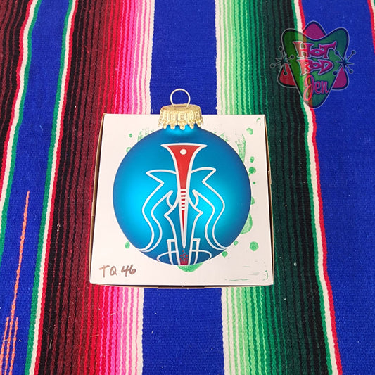 Hand pinstriped/painted glass ornament by Hot Rod Jen