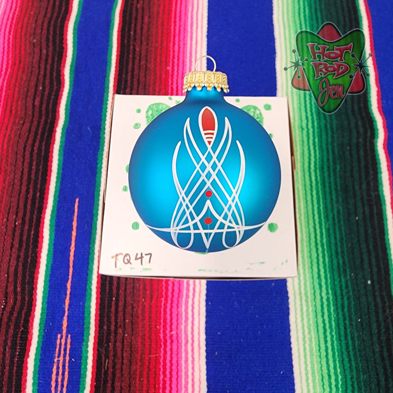 Hand pinstriped/painted glass ornament by Hot Rod Jen