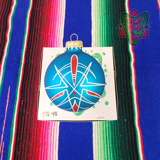 Hand pinstriped/painted glass ornament by Hot Rod Jen