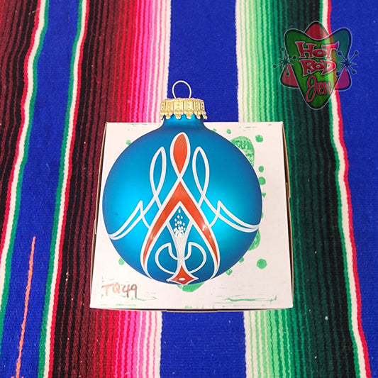 Hand pinstriped/painted glass ornament by Hot Rod Jen