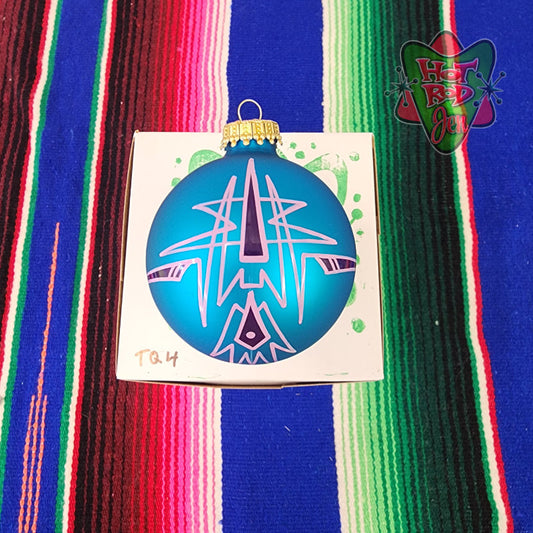 Hand pinstriped/painted glass ornament by Hot Rod Jen