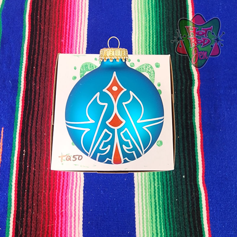 Hand pinstriped/painted glass ornament by Hot Rod Jen