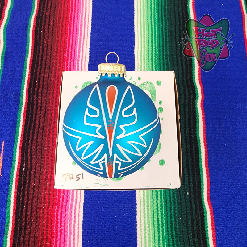 Hand pinstriped/painted glass ornament by Hot Rod Jen