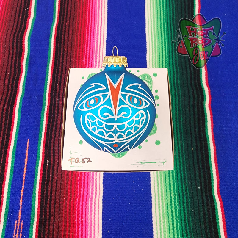 Hand pinstriped/painted glass ornament by Hot Rod Jen