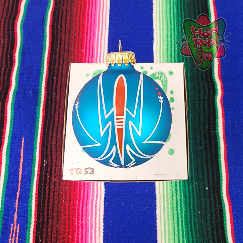 Hand pinstriped/painted glass ornament by Hot Rod Jen