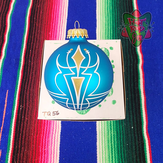Hand pinstriped/painted glass ornament by Hot Rod Jen