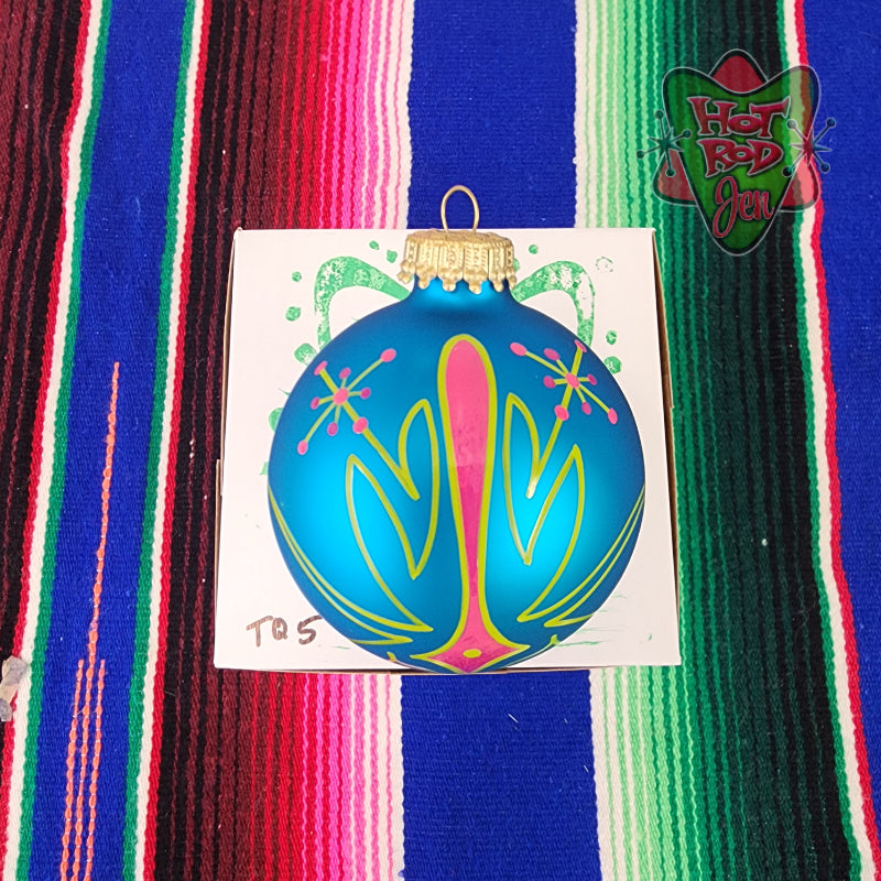 Hand pinstriped/painted glass ornament by Hot Rod Jen