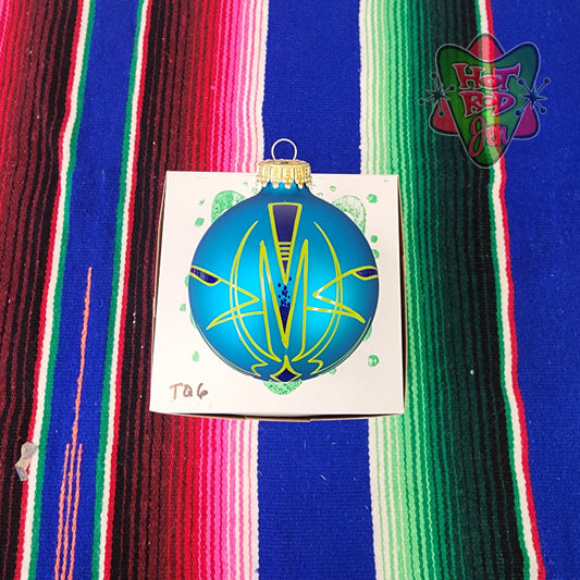 Hand pinstriped/painted glass ornament by Hot Rod Jen