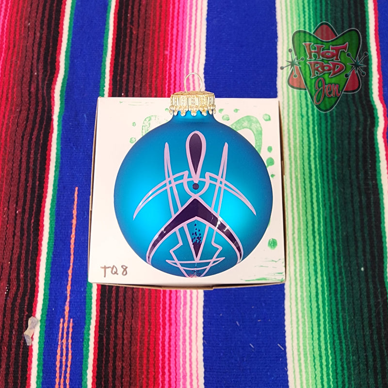 Hand pinstriped/painted glass ornament by Hot Rod Jen