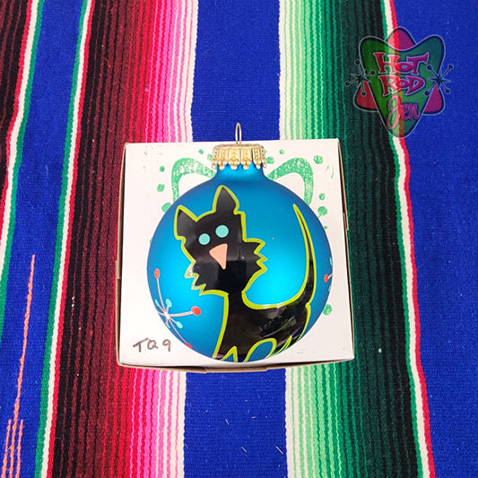 Hand pinstriped/painted glass ornament by Hot Rod Jen