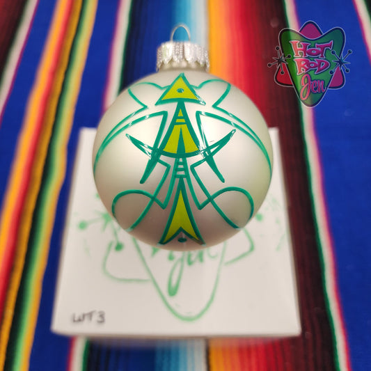 Hand pinstriped/painted glass ornament by Hot Rod Jen